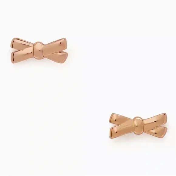 NWT Kate Spade Rose Gold Studded Bows Earrings - Picture 1 of 4